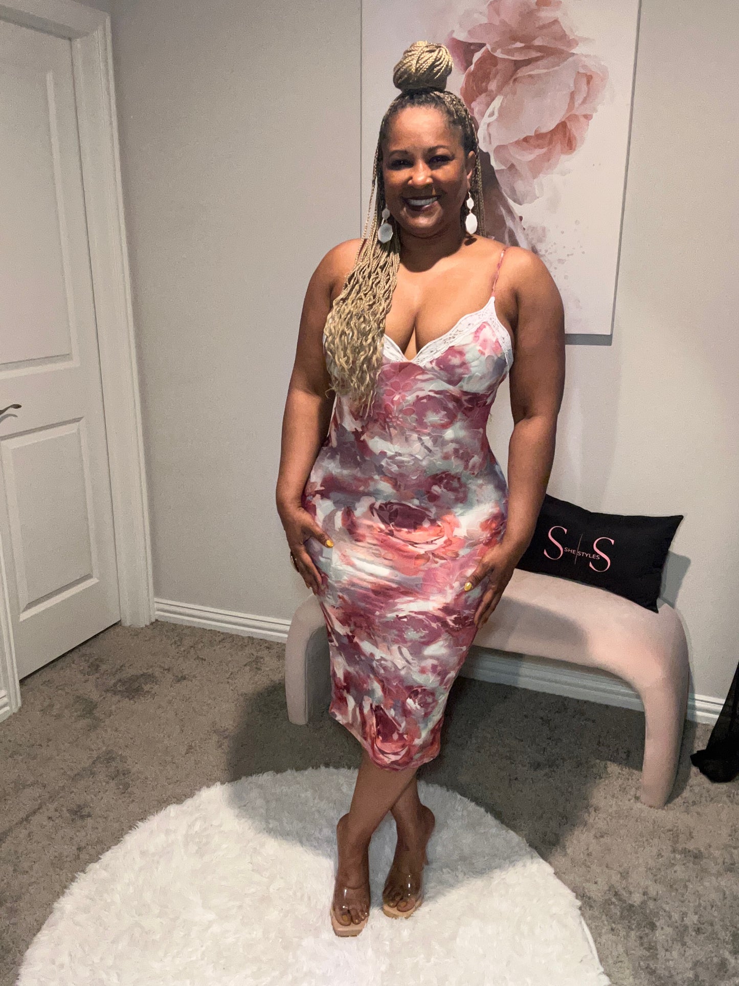 Mauvelous Floral Midi Dress