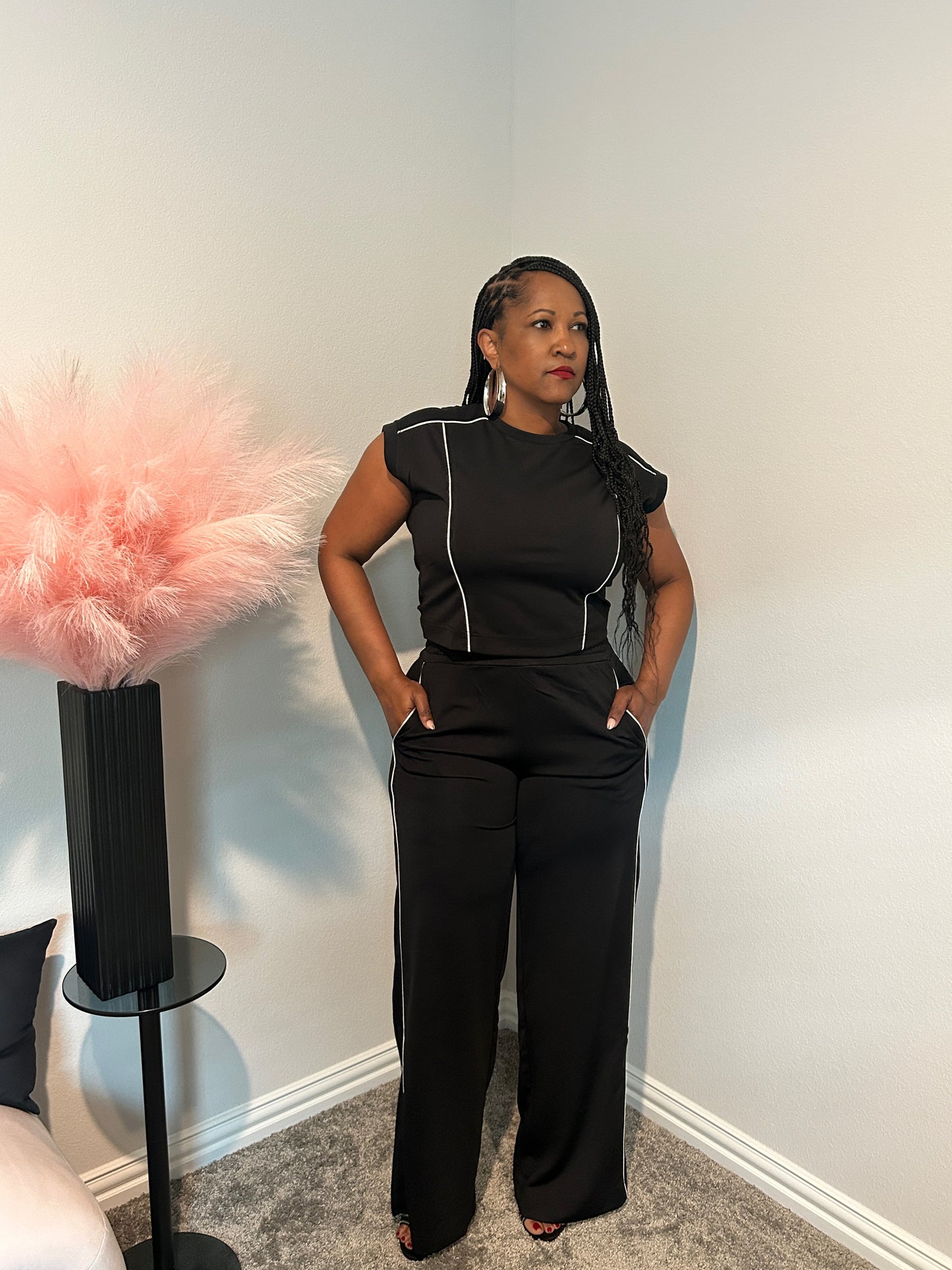 Piped & Poised Pant Set