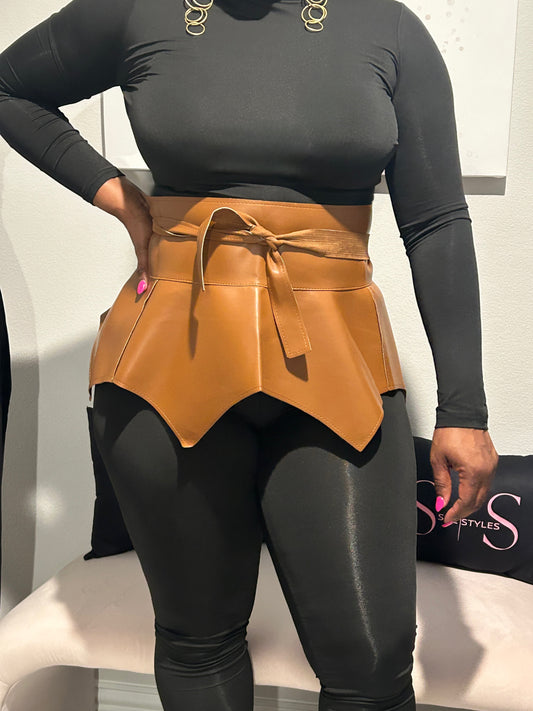 Faux leather skirt belt